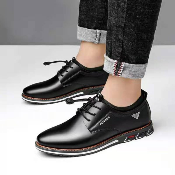 Leather shoes round toe trend shoes comfortable men's shoes