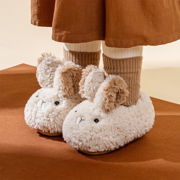 Happy Mary Children's Cotton Shoes Rabbit Plush Heel Slippers